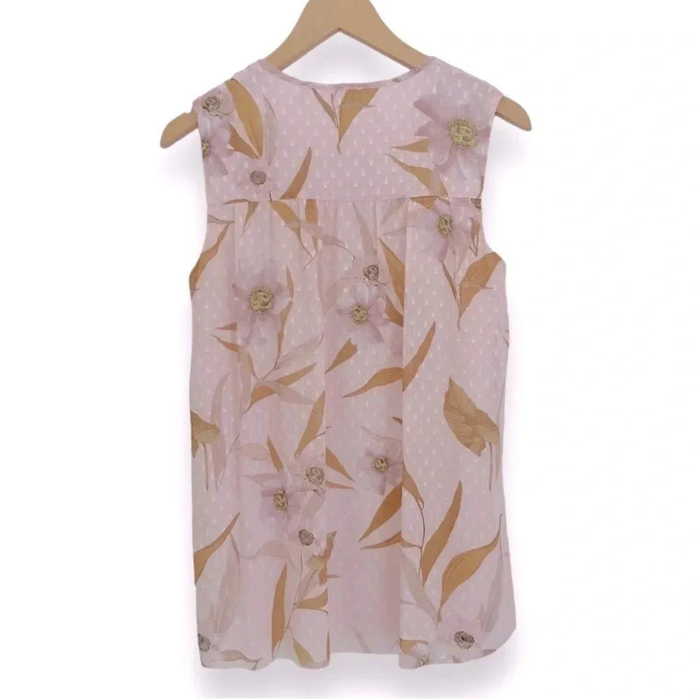 Ted Baker ‘JIYLENA’ Floral V-neck Sleeveless Top in Pink Cabana Women’s Size 0 - Picture 6 of 9
